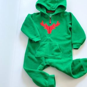 Leveret baby holiday reindeer Christmas pajama one piece zip front size 24M